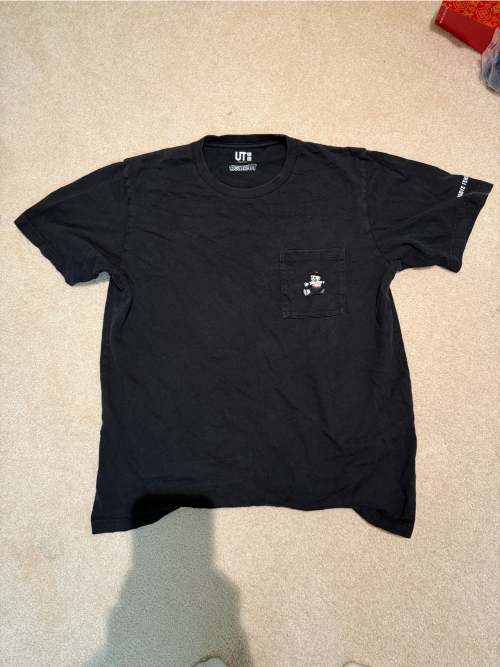 Uniqlo Black Short-Sleeve Pocket Tee with Small Graphic